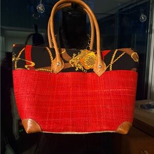 Red and Black Tote Bag